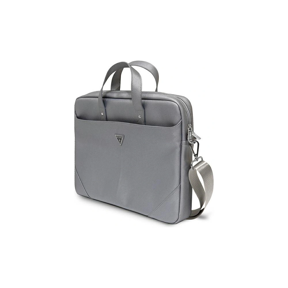Hurtownia GSM - Torba Guess GUCB15PSATLG 16 palců stříbrná/silver Saffiano Hot Stamp Triangle Logo - GUE2089 - {ean13} - Hurt