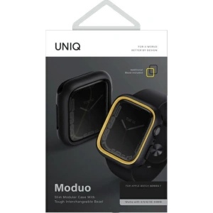 Etui UNIQ Moduo Apple Watch Series  4/5/6/7/8/SE 40/41mm czarny-musztardowy/midnight-mustard