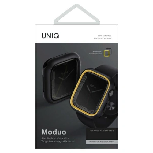 Etui UNIQ Moduo Apple Watch Series  4/5/6/7/8/SE 40/41mm czarny-musztardowy/midnight-mustard