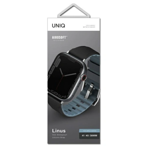 Pasek UNIQ Linus Apple Watch 4/5/6/7/8/9/SE/10 40/41/42mm Airosoft Silicone czarny/midnight black