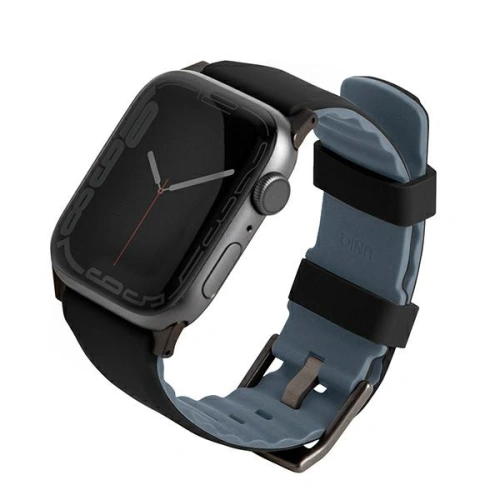 Pasek UNIQ Linus Apple Watch 4/5/6/7/SE/8/9/Ultra 44/45/49mm Airosoft Silicone czarny/midnight black