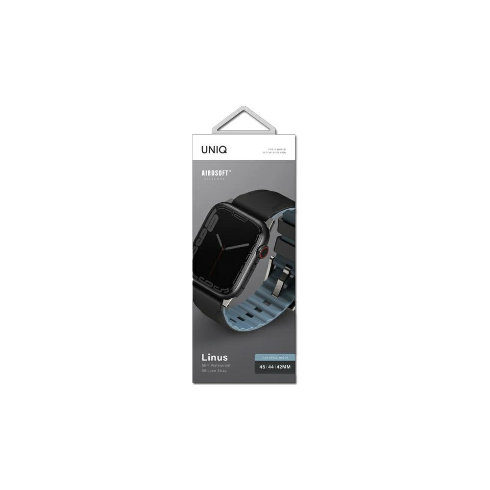 Hurtownia GSM - Pasek UNIQ Linus Apple Watch 4/5/6/7/SE/8/9/Ultra 44/45/49mm Airosoft Silicone černý/midnight black - UNIQ730 - {ean13} - Hurt