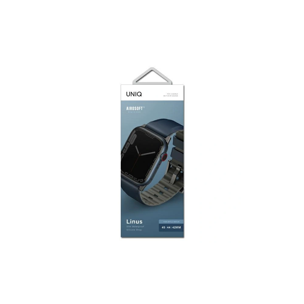 Hurtownia GSM - Páska UNIQ Linus Apple Watch 4/5/6/7/SE/8/9/Ultra 44/45/49mm Airosoft Silicone modrá/námořnická modrá - UNIQ731 - {ean13} - Hurt