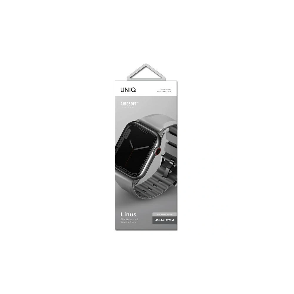 Wholesale UNIQ Linus strap Apple Watch 4/5/6/7/SE/8/9/Ultra 44/45/49mm Airosoft Silicone gray/chalk grey - UNIQ732 - {ean13} - Hurt