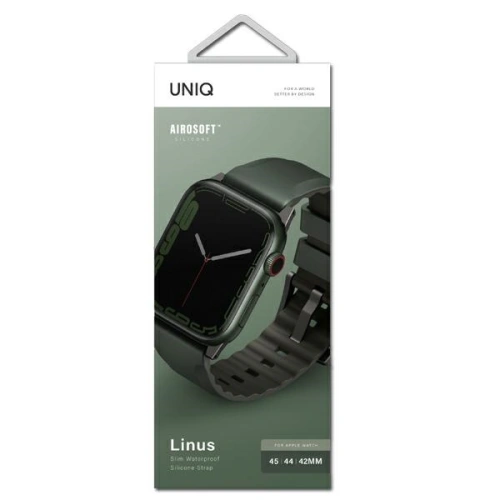 Pasek UNIQ Linus Apple Watch 4/5/6/7/SE/8/9/Ultra 44/45/49mm Airosoft Silicone zielony/moss green