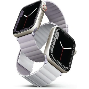 Pasek UNIQ Revix Apple Watch 4/5/6/7/8/SE/SE2/9/10 40/41/42mm Reversible Magnetic lilak-biały/lilac-white