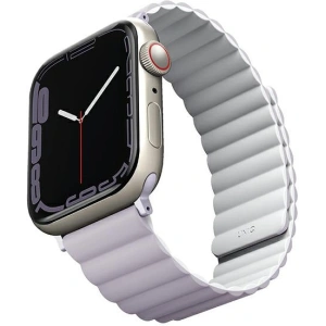 Pasek UNIQ Revix Apple Watch 4/5/6/7/8/SE/SE2/9/10 40/41/42mm Reversible Magnetic lilak-biały/lilac-white