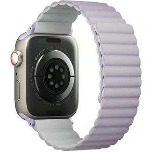 Pasek UNIQ Revix Apple Watch 4/5/6/7/8/SE/SE2/9/10 40/41/42mm Reversible Magnetic lilak-biały/lilac-white