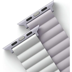 Pasek UNIQ Revix Apple Watch 4/5/6/7/8/SE/SE2/9/10 40/41/42mm Reversible Magnetic lilak-biały/lilac-white