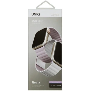 Pasek UNIQ Revix Apple Watch 4/5/6/7/8/SE/SE2/9/10 40/41/42mm Reversible Magnetic lilak-biały/lilac-white