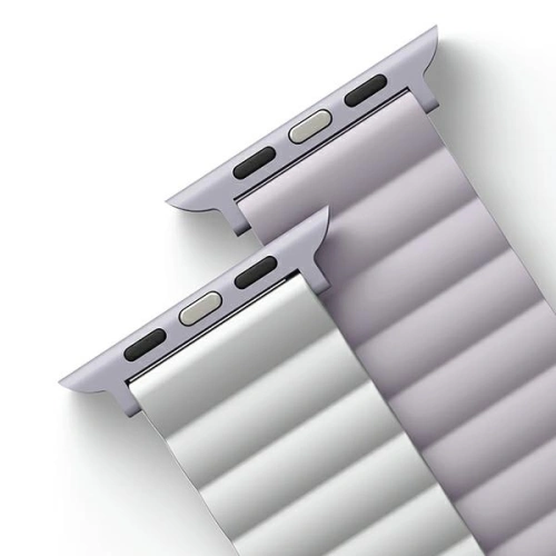 Pasek UNIQ Revix Apple Watch 4/5/6/7/SE/8/9/Ultra 44/45/49mm Reversible Magnetic lilak-biały/lilac-white