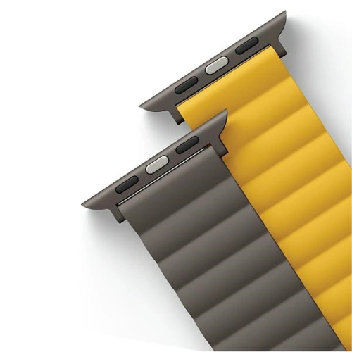 Pasek UNIQ Revix Apple Watch 4/5/6/7/SE/8/9/Ultra 44/45/49mm Reversible Magnetic musztardowy-khaki/mustard-khaki