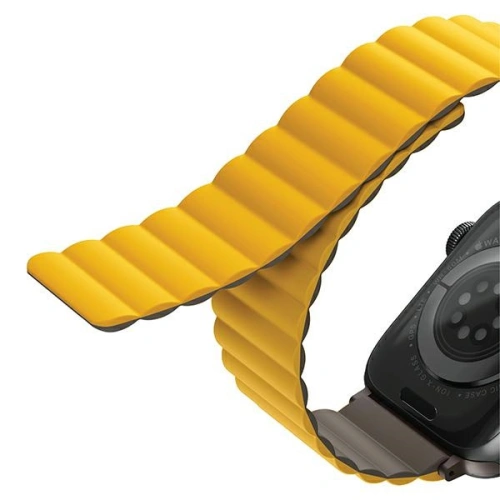 Pasek UNIQ Revix Apple Watch 4/5/6/7/SE/8/9/Ultra 44/45/49mm Reversible Magnetic musztardowy-khaki/mustard-khaki