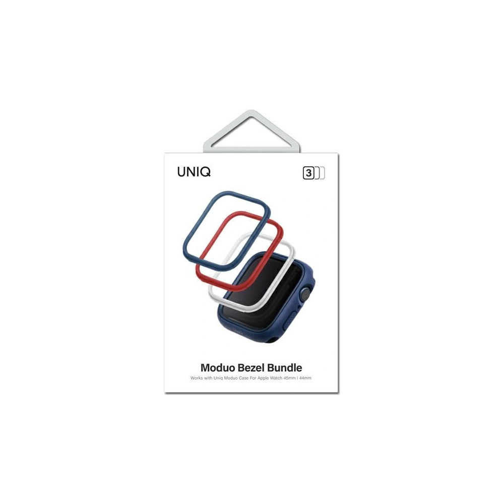 Hurtownia GSM - Ramă UNIQ pentru etui Moduo Apple Watch 4/5/6/7/8/9/SE 44/45mm Albastru-Roz-Bel/Blue-Red-White [3 PACK] - UNIQ742 - {ean13} - Hurt