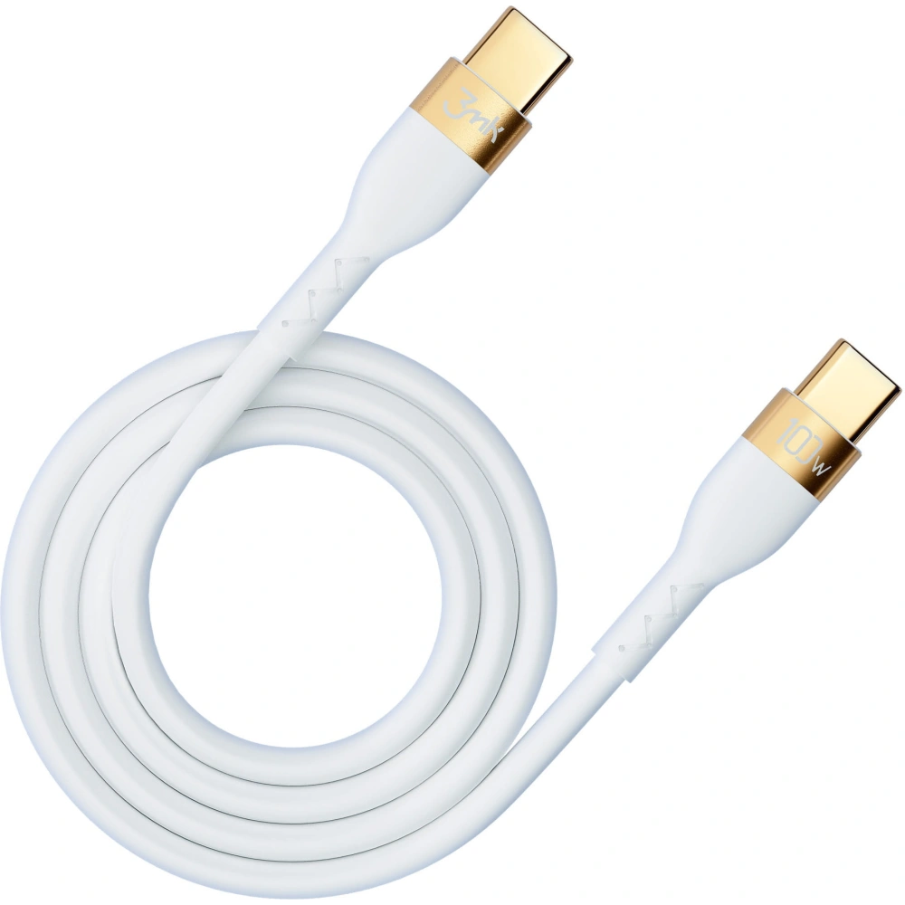 Hurtownia GSM - Kábel 3MK HyperSilicone USB-C/USB-C 100W 2m fehér - 3MK4022 - {ean13} - Hurt