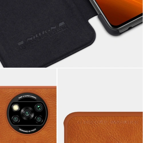 Etui Nillkin Qin Xiaomi Poco X3 NFC/X3 Pro brązowy