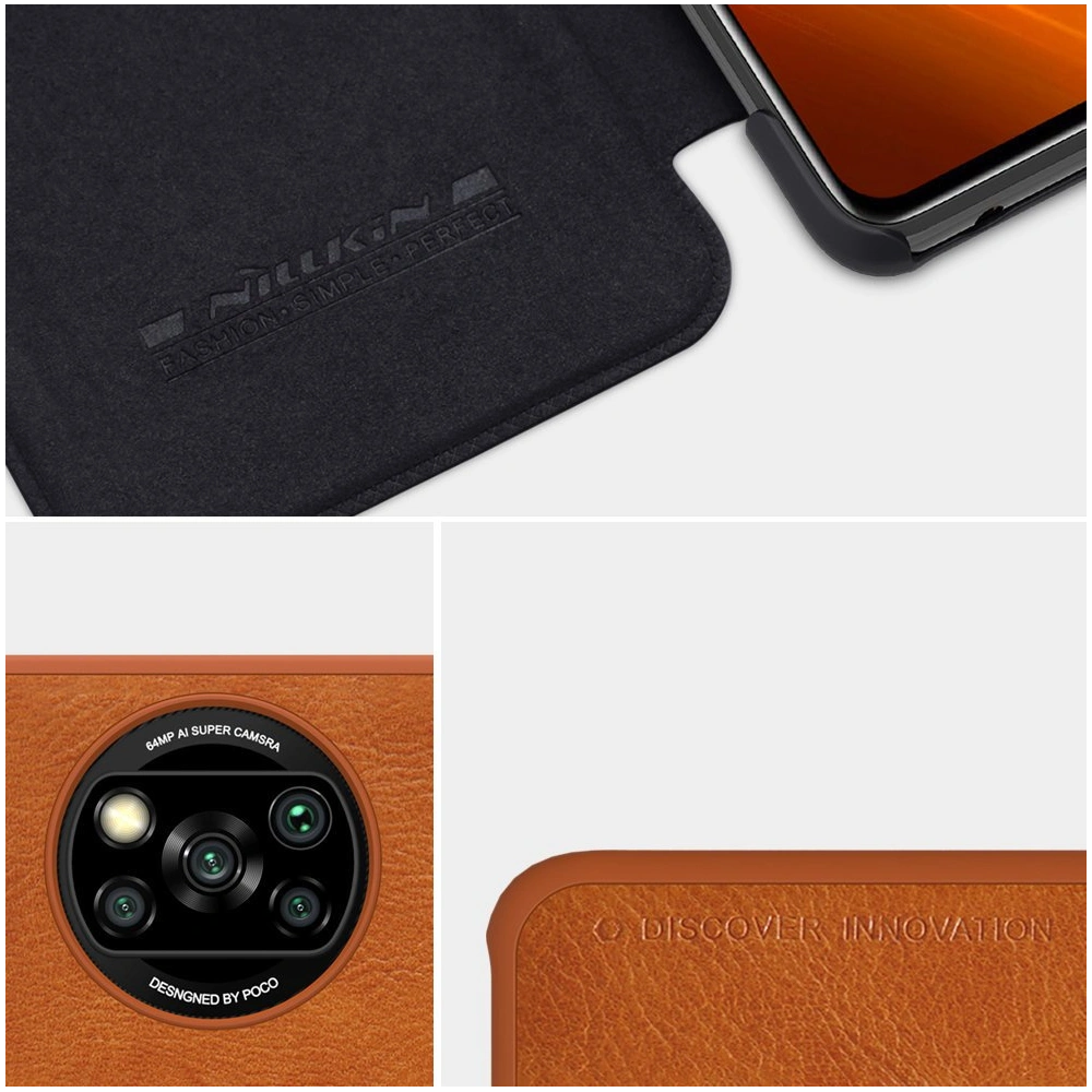 Wholesale Nillkin Qin Xiaomi Poco X3 NFC/X3 Pro brown - NLK463 - {ean13} - Hurt