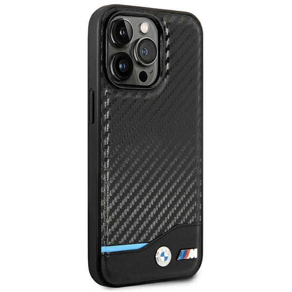 Kryt BMW BMHCP14L22NBCK Apple iPhone 14 Pro black Leather Carbon