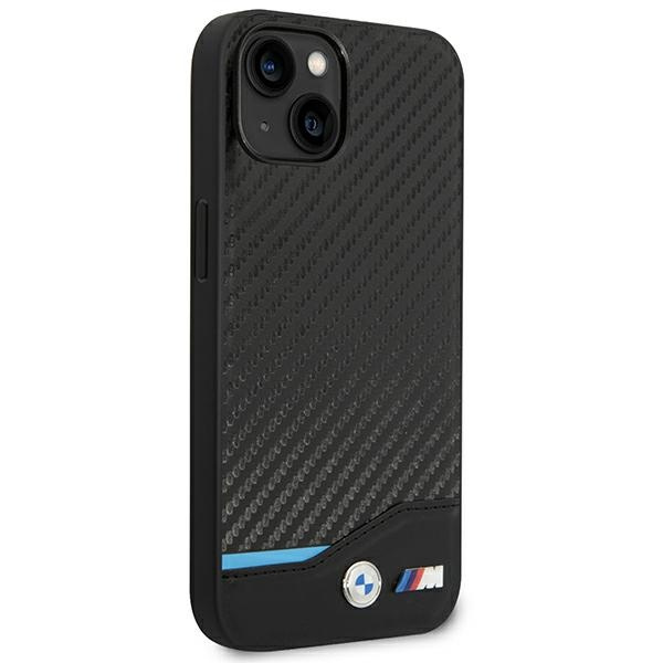 Kryt BMW BMHCP14M22NBCK Apple iPhone 14 Plus / 15 Plus black Leather Carbon