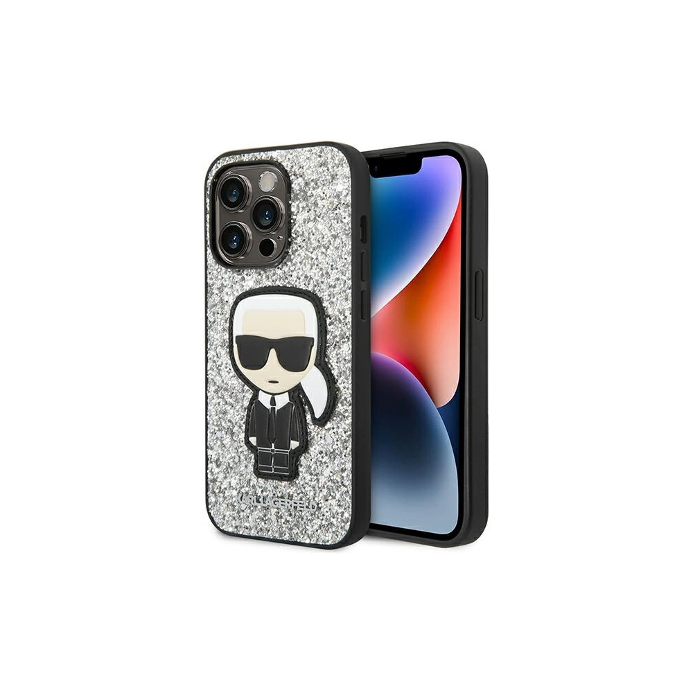 Hurtownia GSM - Etui Karl Lagerfeld KLHCP14LGFKPG Apple iPhone 14 Pro hardcase srebrny/silver Glitter Flakes Ikonik - KLD1112 - {ean13} - Hurt