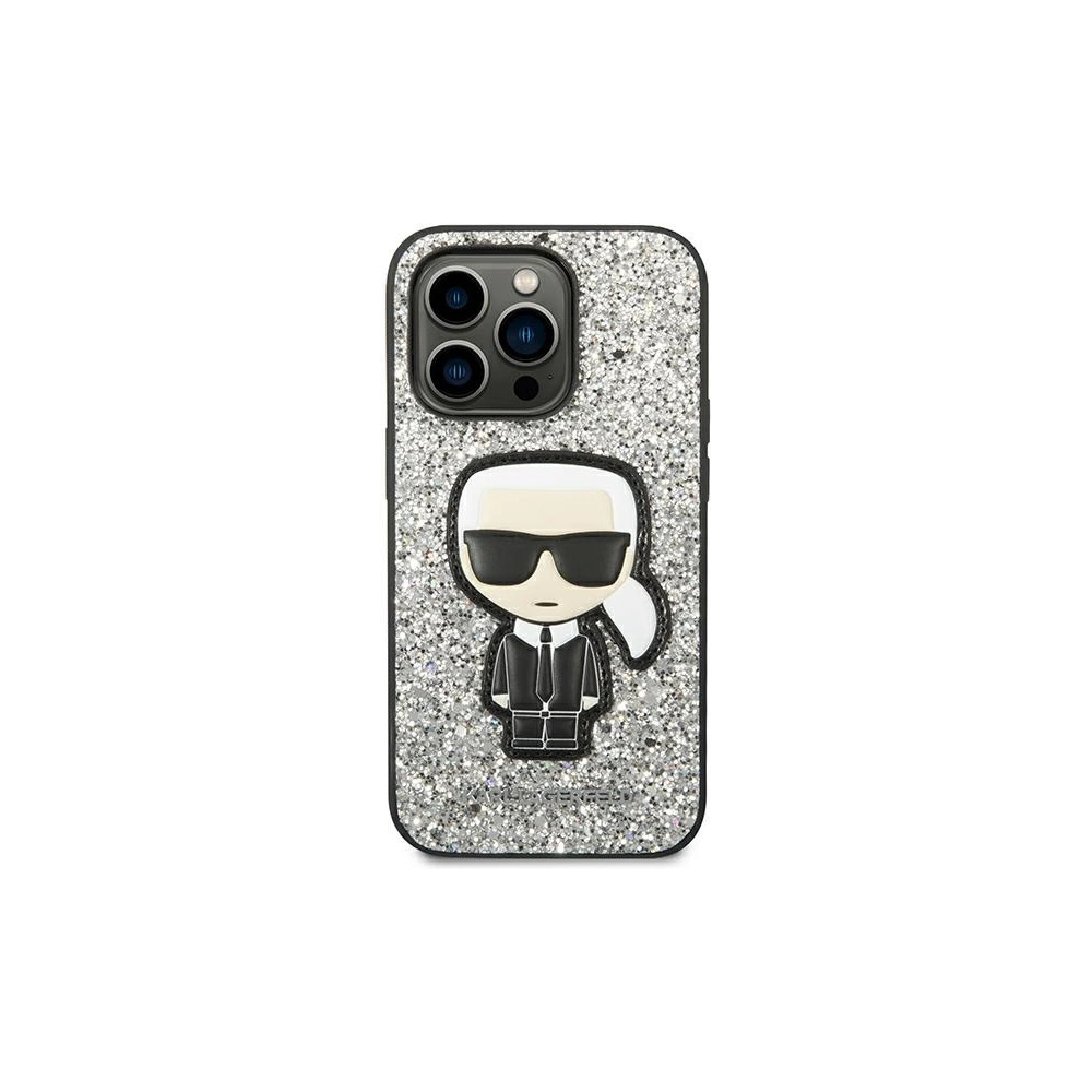 Hurtownia GSM - Etui Karl Lagerfeld KLHCP14LGFKPG Apple iPhone 14 Pro hardcase srebrny/silver Glitter Flakes Ikonik - KLD1112 - {ean13} - Hurt