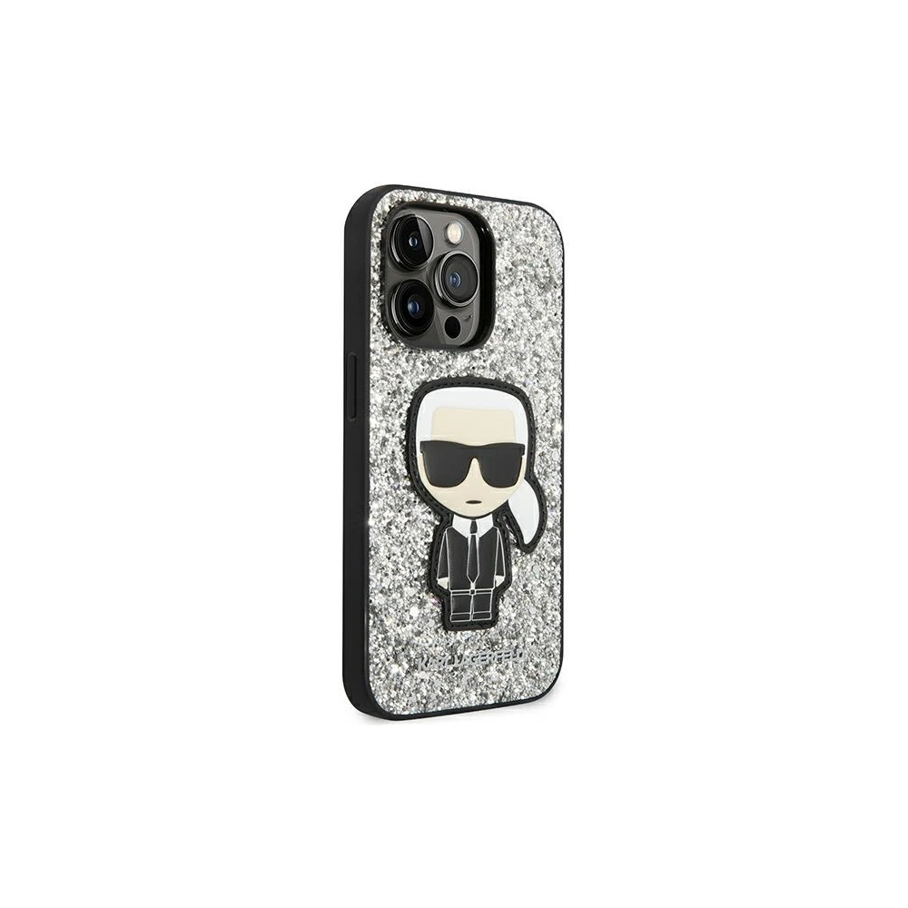 Hurtownia GSM - Etui Karl Lagerfeld KLHCP14LGFKPG Apple iPhone 14 Pro hardcase srebrny/silver Glitter Flakes Ikonik - KLD1112 - {ean13} - Hurt