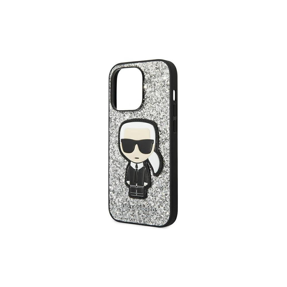 Hurtownia GSM - Etui Karl Lagerfeld KLHCP14LGFKPG Apple iPhone 14 Pro hardcase srebrny/silver Glitter Flakes Ikonik - KLD1112 - {ean13} - Hurt
