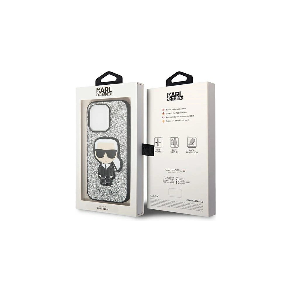 Hurtownia GSM - Etui Karl Lagerfeld KLHCP14LGFKPG Apple iPhone 14 Pro hardcase srebrny/silver Glitter Flakes Ikonik - KLD1112 - {ean13} - Hurt