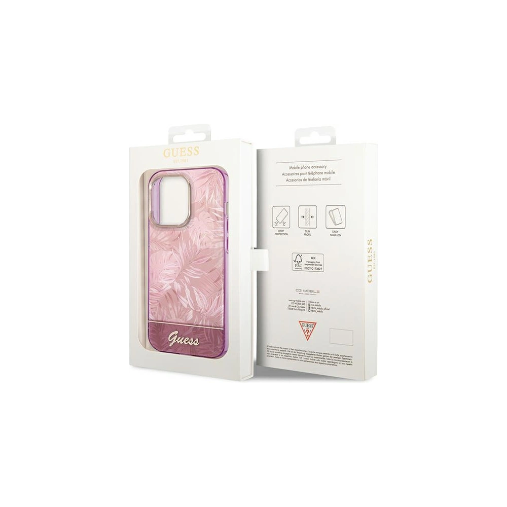Wholesale Guess GUHCP14LHGJGHP Apple iPhone 14 Pro pink hardcase Jungle Collection - GUE2096 - {ean13} - Hurt