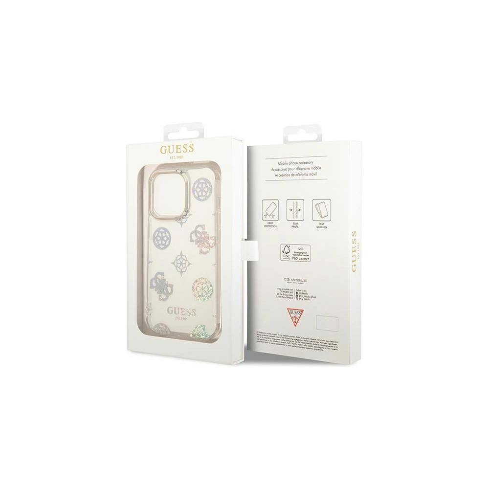 Hurtownia GSM - Etui Guess GUHCP14LHTPPTH Apple iPhone 14 Pro průhledný/transparentní tvrdý obal Peony Glitter - GUE2097 - {ean13} - Hurt
