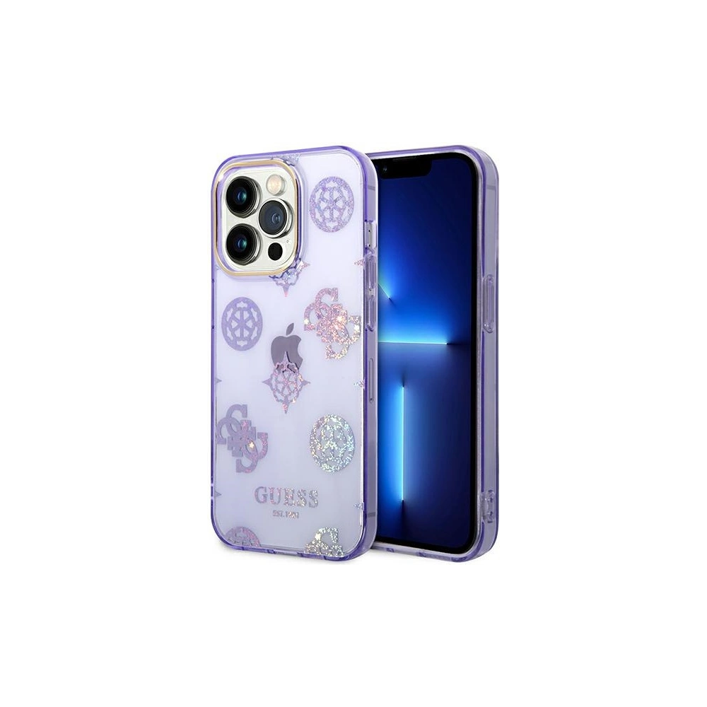 Hurtownia GSM - Etui Guess GUHCP14LHTPPTL Apple iPhone 14 Pro liliový/lilac tvrdý kryt Peony Glitter - GUE2098 - {ean13} - Hurt