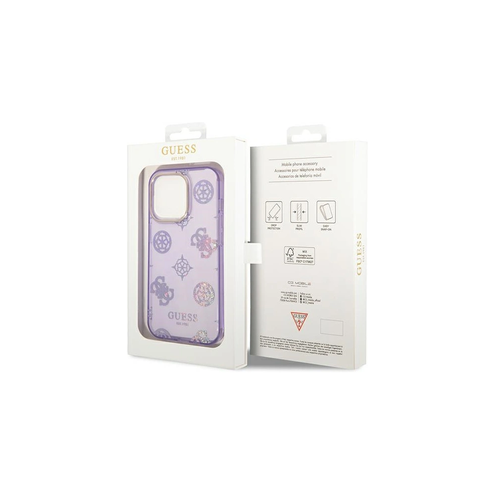 Wholesale Guess GUHCP14LHTPPTL Apple iPhone 14 Pro lilac hard case Peony Glitter - GUE2098 - {ean13} - Hurt