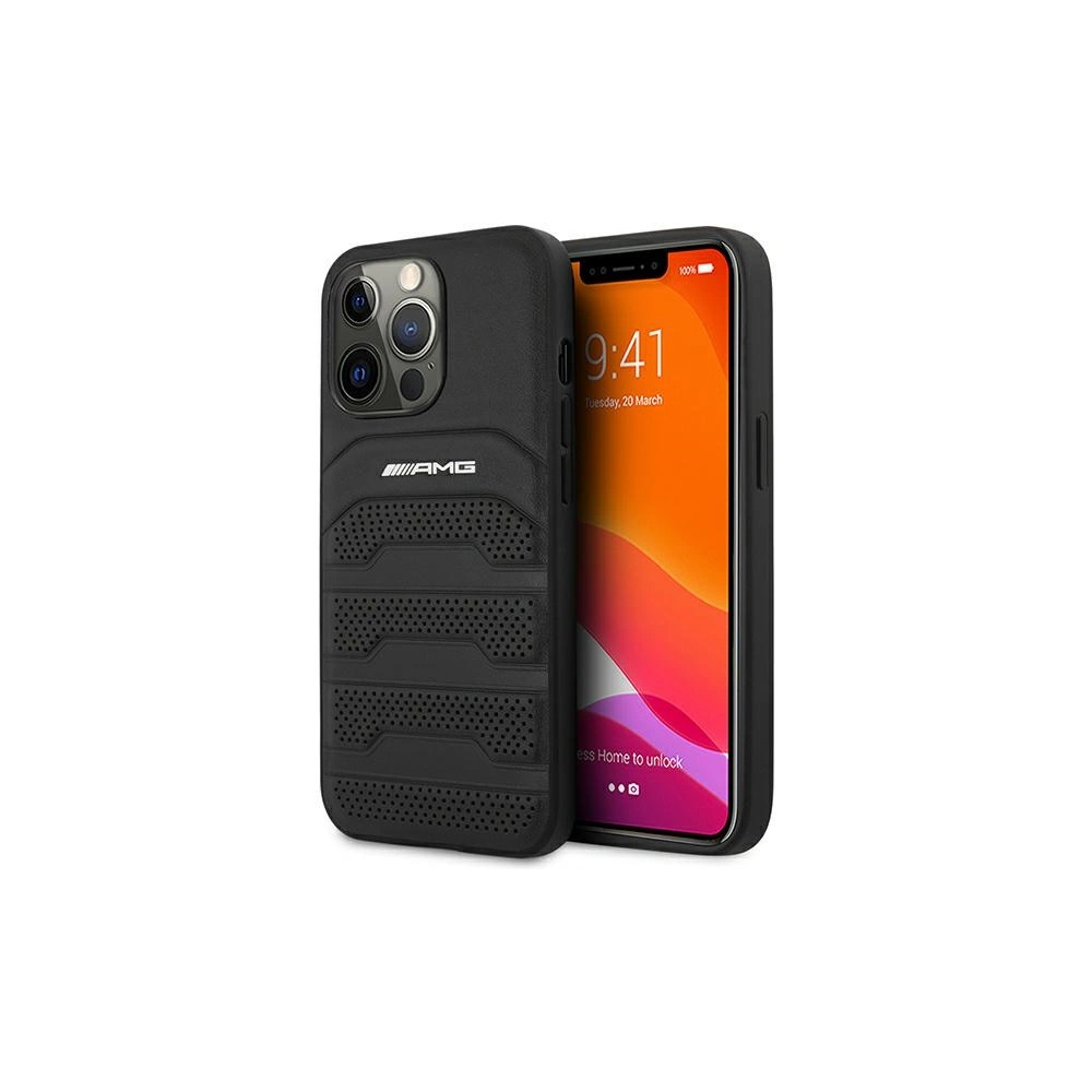 Hurtownia GSM - Etui Mercedes AMG AMHCP14XGSEBK Apple iPhone 14 Pro Max negru/black hardcase din piele cu linii debosate - MRS59 - {ean13} - Hurt