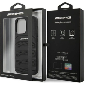 Hurtownia GSM - Etui Mercedes AMG AMHCP14XGSEBK Apple iPhone 14 Pro Max czarny/black hardcase Leather Debossed Lines - MRS59 - {ean13} - Hurt