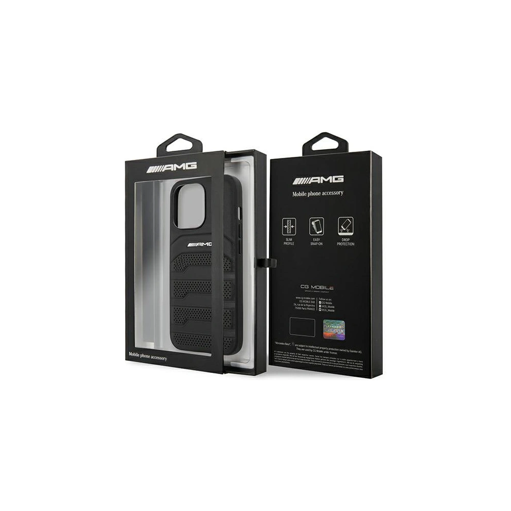 Hurtownia GSM - Etui Mercedes AMG AMHCP14XGSEBK Apple iPhone 14 Pro Max negru/black hardcase din piele cu linii debosate - MRS59 - {ean13} - Hurt