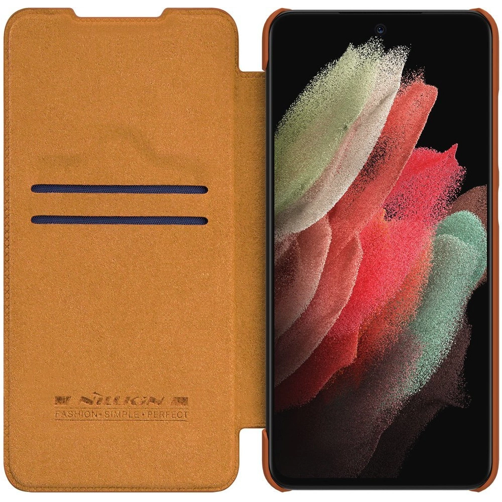 Hurtownia GSM - Etui Nillkin Qin Samsung Galaxy S21 FE barna - NLK485 - {ean13} - Hurt