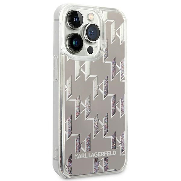 Kryt Karl Lagerfeld KLHCP14LLMNMS Apple iPhone 14 Pro hardcase silver Liquid Glitter Monogram