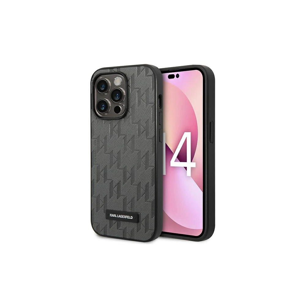 Hurtownia GSM - Etui Karl Lagerfeld KLHCP14LSAKLHPG Apple iPhone 14 Pro hardcase šedá/grey Saffiano Mono Metal Logo - KLD1119 - {ean13} - Hurt