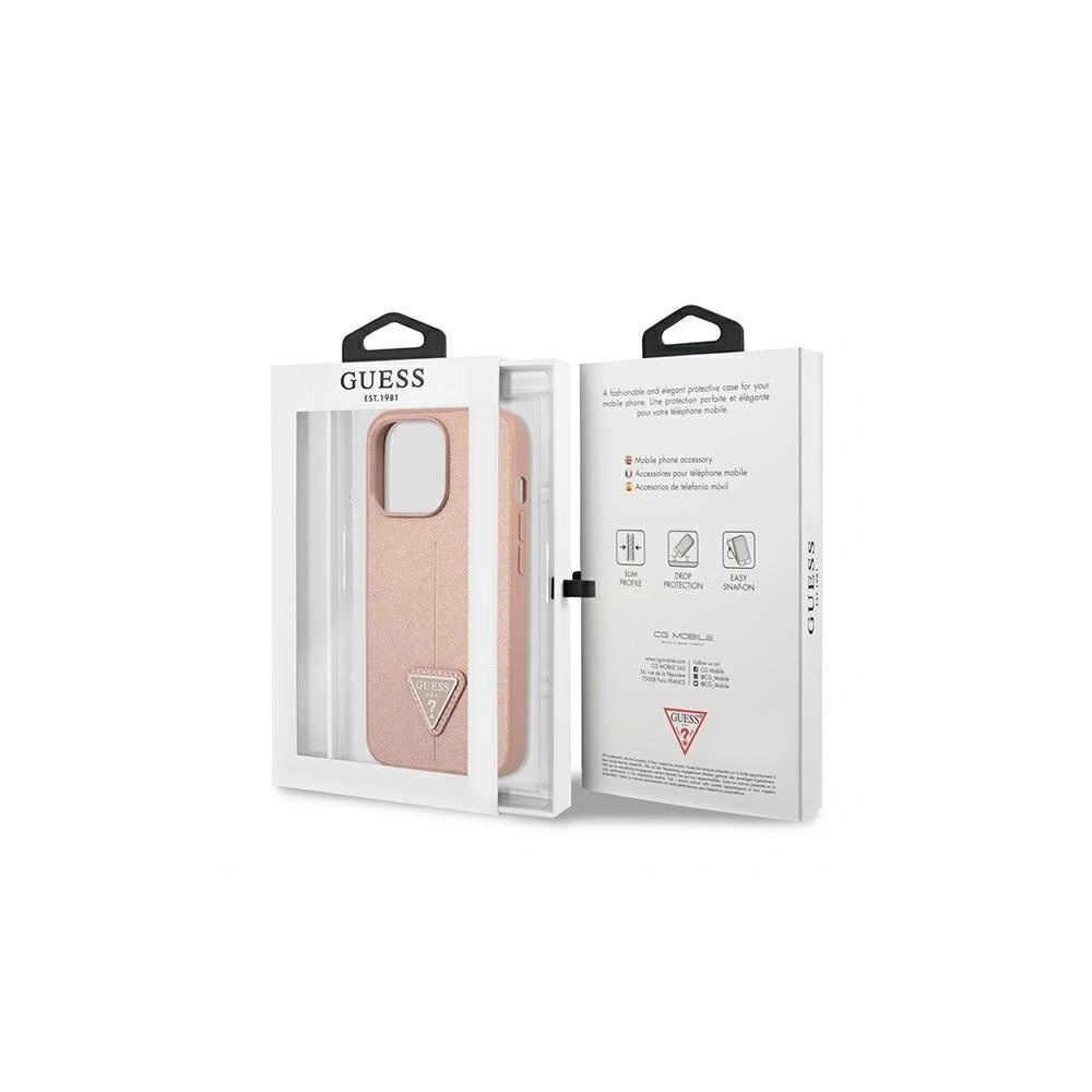 Hurtownia GSM - Etui Guess GUHCP14LPSATLP Apple iPhone 14 Pro růžový/pink hardcase SaffianoTriangle Logo - GUE2102 - {ean13} - Hurt