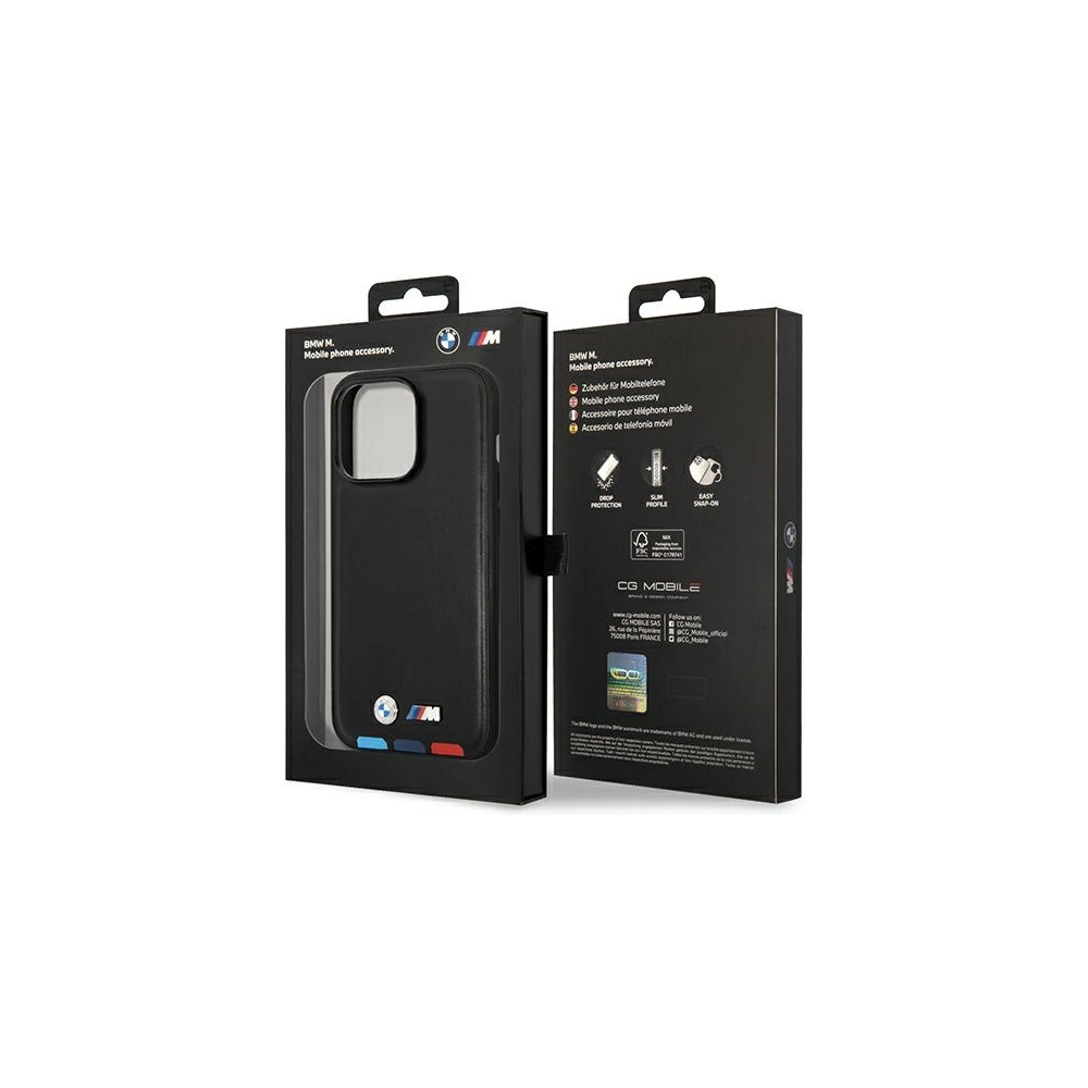 Hurtownia GSM - Etui BMW BMHCP14X22PTDK Apple iPhone 14 Pro Max negru/black Leather Stamp Tricolor - BMW318 - {ean13} - Hurt
