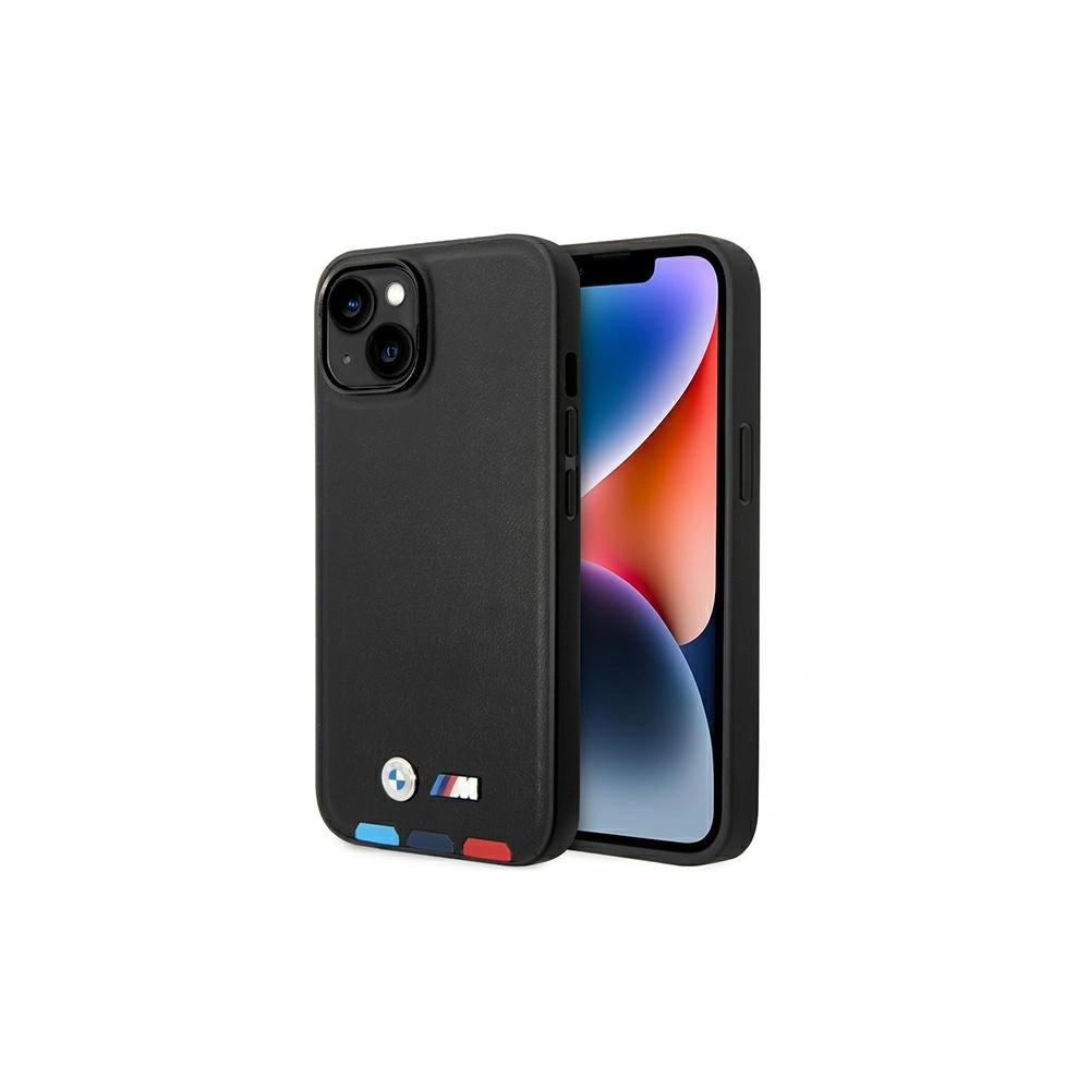Wholesale BMW BMHMP14M22PTDK Apple iPhone 14 Plus / 15 Plus black Leather Stamp Tricolor Magsafe - BMW321 - {ean13} - Hurt