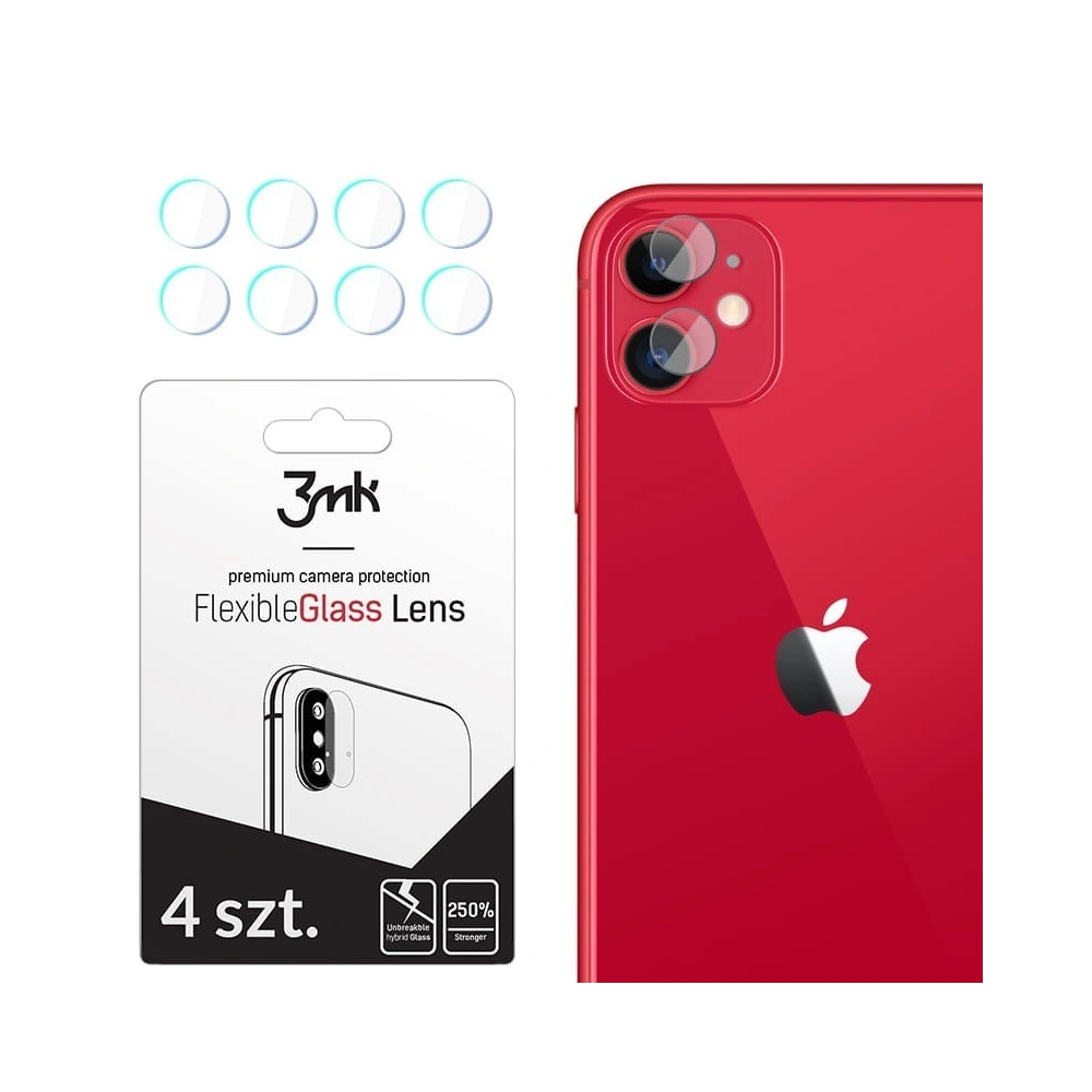Hurtownia GSM - Hybridní sklo na objektiv fotoaparátu 3MK Lens Protection Apple iPhone 11 [4 PACK] - 3MK126 - {ean13} - Hurt