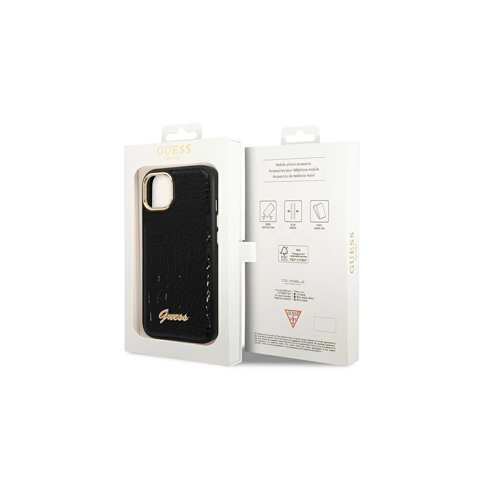 Hurtownia GSM - Etui Guess GUHCP14MHGCRHK Apple iPhone 14 Plus / 15 Plus fekete hardcase Croco Collection - GUE2106 - {ean13} - Hurt