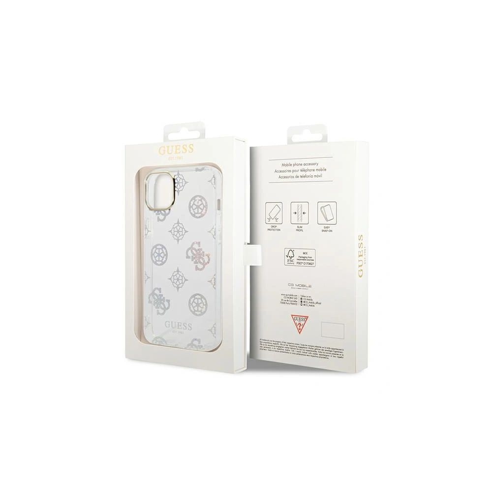 Hurtownia GSM - Etui Guess GUHCP14MHTPPTH Apple iPhone 14 Plus / 15 Plus átlátszó/háttér nélküli kemény tok Peony Glitter - GUE2109 - {ean13} - Hurt