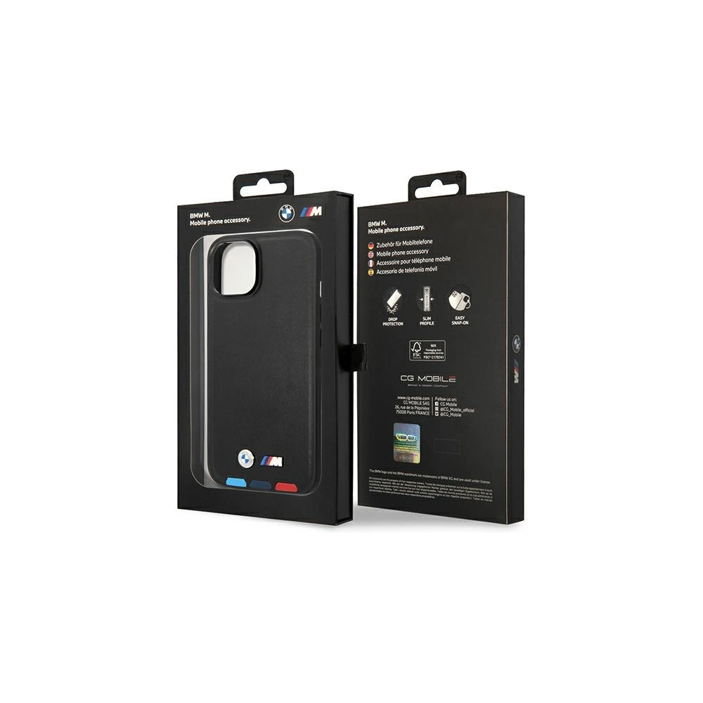 Hurtownia GSM - Case BMW BMHMP14S22PTDK Apple iPhone 14 schwarz/black Leder Prägung Tricolor Magsafe - BMW322 - {ean13} - Hurt