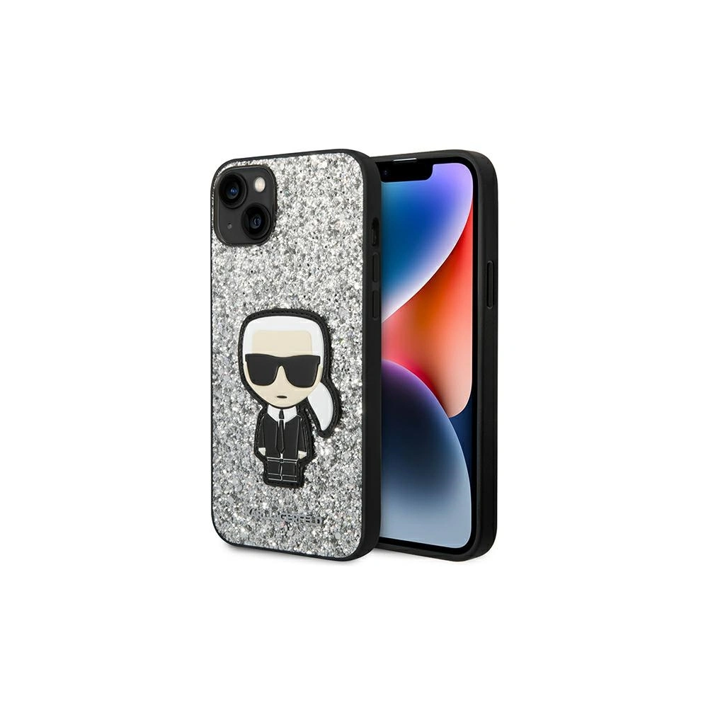 Hurtownia GSM - Etui Karl Lagerfeld KLHCP14MGFKPG Apple iPhone 14 Plus / 15 Plus keménytok ezüst/silver Glitter Flakes Ikonik - KLD1125 - {ean13} - Hurt
