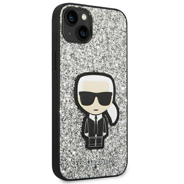 Kryt Karl Lagerfeld KLHCP14MGFKPG Apple iPhone 14 Plus / 15 Plus hardcase silver Glitter Flakes Ikonik