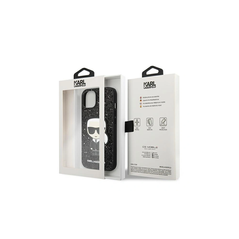 Hurtownia GSM - Etui Karl Lagerfeld KLHCP14MGFKPK Apple iPhone 14 Plus / 15 Plus keménytok fekete/czblack Glitter Flakes Ikonik - KLD1126 - {ean13} - Hurt
