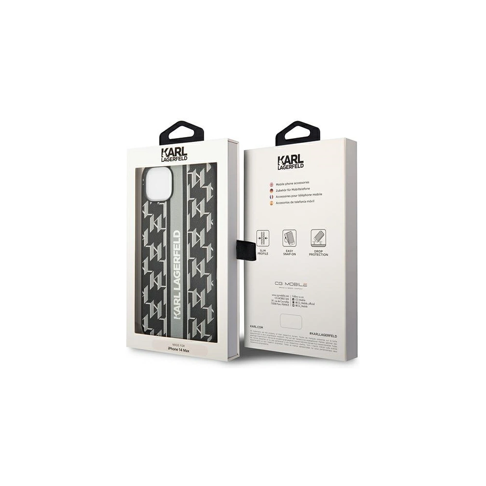 Wholesale Karl Lagerfeld KLHCP14MPGKLSKG Apple iPhone 14 Plus / 15 Plus hardcase grey Monogram Stripe - KLD1129 - {ean13} - Hurt