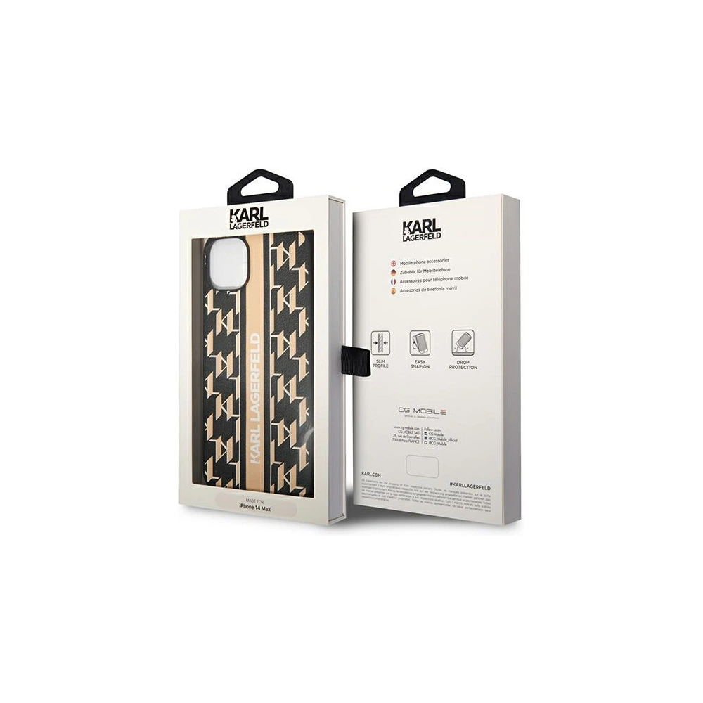 Wholesale Karl Lagerfeld KLHCP14MPGKLSKW Apple iPhone 14 Plus / 15 Plus hardcase brown Monogram Stripe - KLD1130 - {ean13} - Hurt